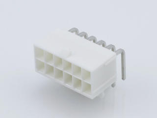 39300120 - Mini-Fit Jr. Header, Dual Row, Right-Angle, with Snap-in Plastic Peg PCB  Lock, 12 Circuits, PA Polyamide Nylon 6/6 94V-0, 2.54µm Matte Tin (Sn) Plating