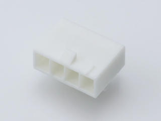 39303046 - Mini-Fit Jr. Header, Single Row, Right-Angle, with Snap-in Plastic Peg PCB Lock, 4 Circuits, PA Polyamide Nylon 6/6, 94V-0, Tin (Sn) Plating
